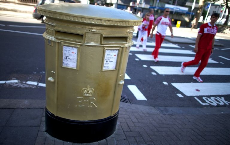 gold postbox