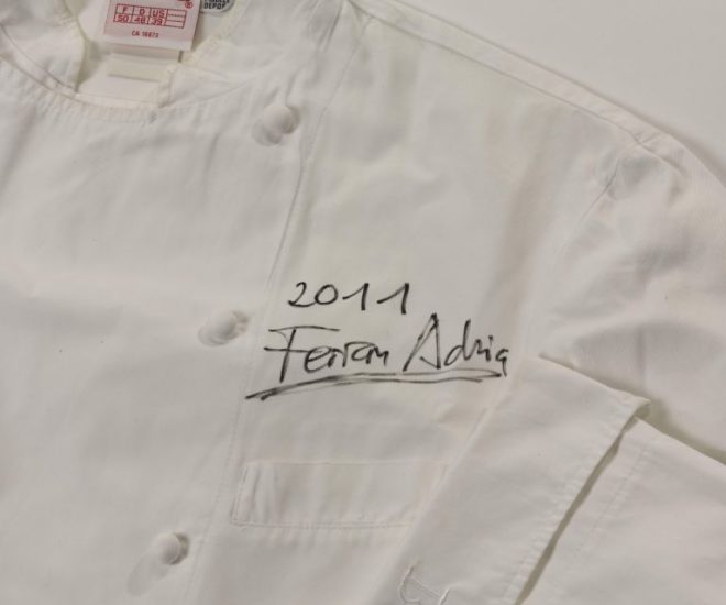 Chef jacket signed by Ferran Adria