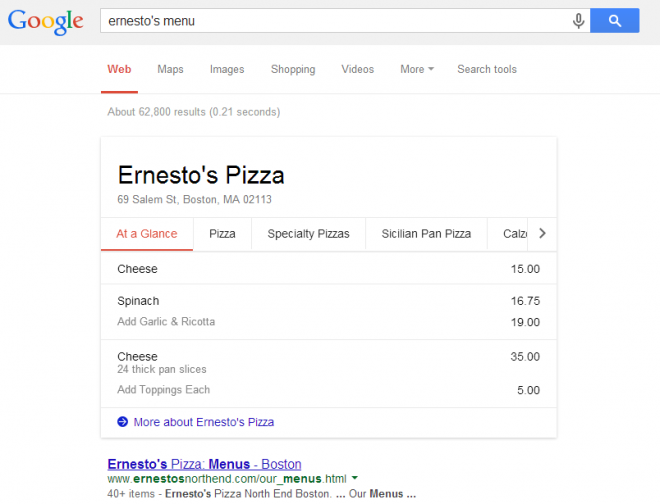 Google Menu