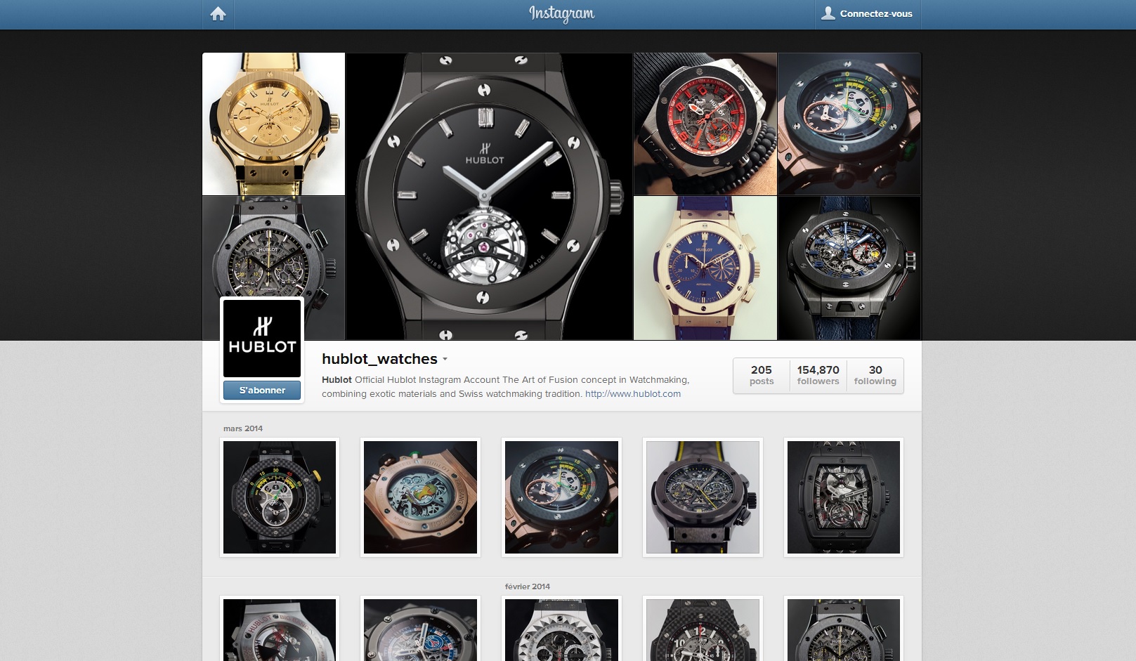 Hublot Instagram page