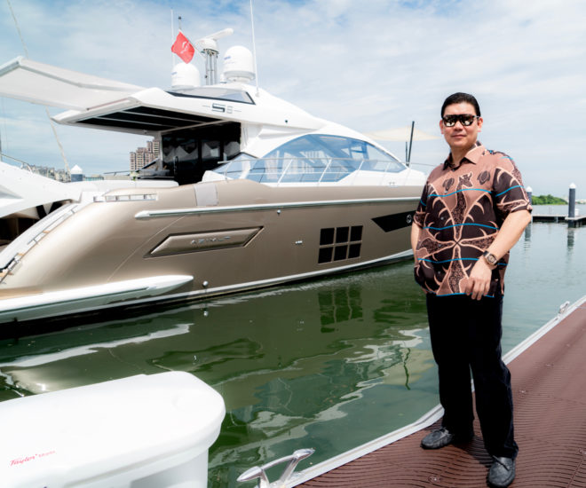 Zhuang Zhouwen with his Azimut S6 motor yacht