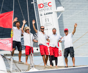 Corentin Joyon, Christophe Houdet, Antoine Blouet, Bertrand Delesne and Francis Joyon after arriving in Ho Chi Minh City