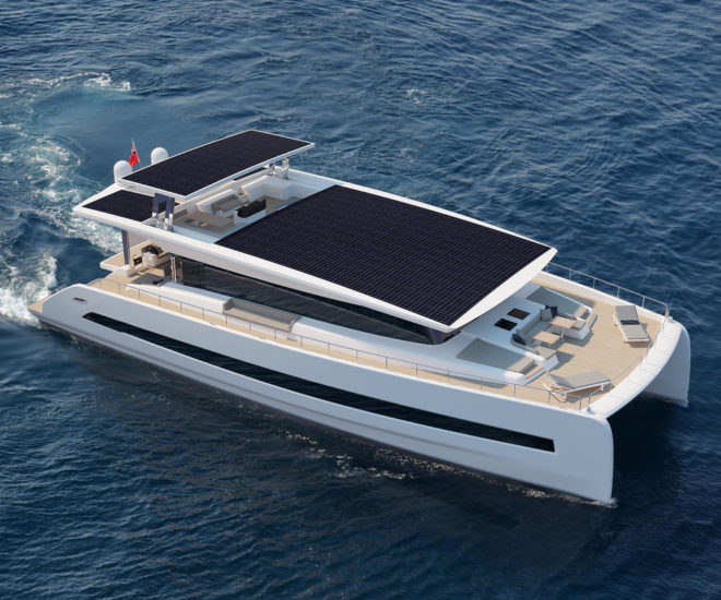 The 24.3m Silent 80 can travel about 100nm a day using solar power