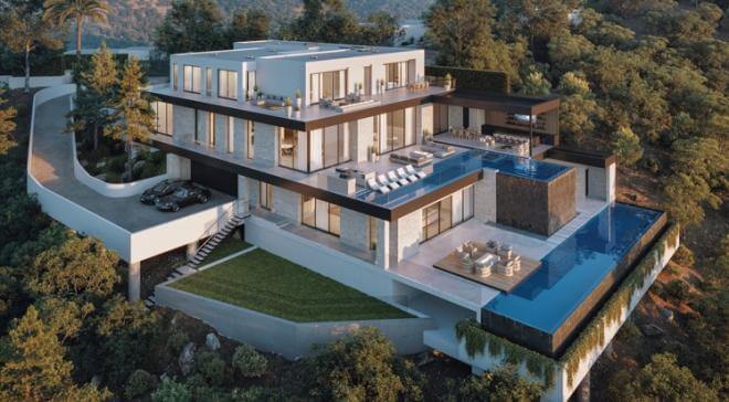 Drake's multi-level posh home.