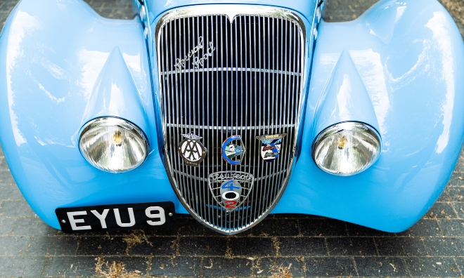 1938 Peugeot 402 Darl'mat Special Sport Competition Roadster (Estimativa: US$ 1.100.000 – US$ 1.300.000) Direitos autorais da foto e cortesia de Gooding & Company.  Imagem de Josh Hway.