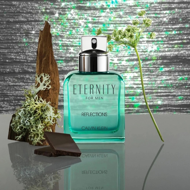 Calvin Klein Eternity For Men Reflections joins the Eternity family with classic notes like sandalwood and oak moss with a slight aquatic undertone which lends it a sparkling transparency. Shop it here.