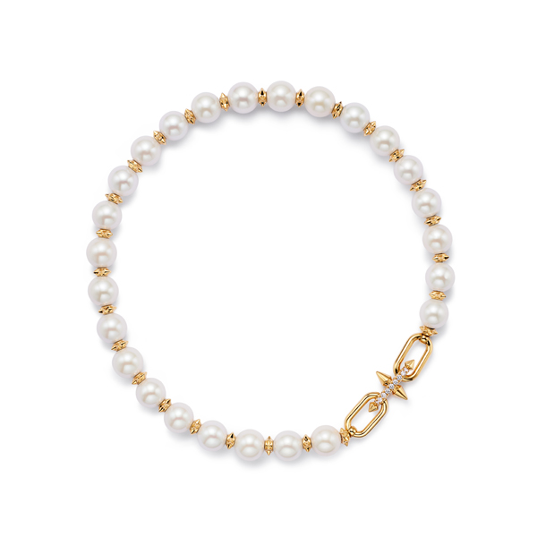 Tiffany Titan by Pharrell Williams pearl necklace in yellow gold with diamonds, TIFFANY & CO. (TIFFANY & CO.)