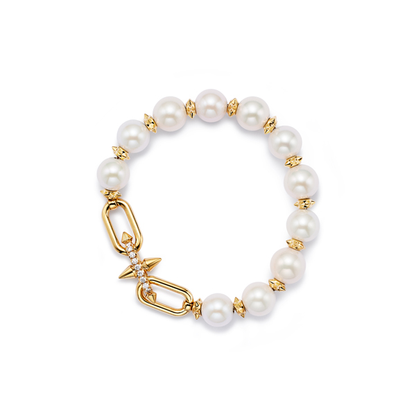 Tiffany Titan by Pharrell Williams pearl bracelet in yellow gold with diamonds, TIFFANY & CO. (TIFFANY & CO.)