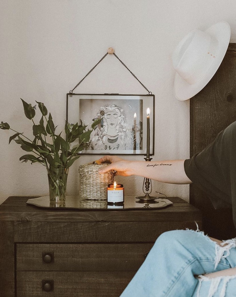 Candle in bedroom