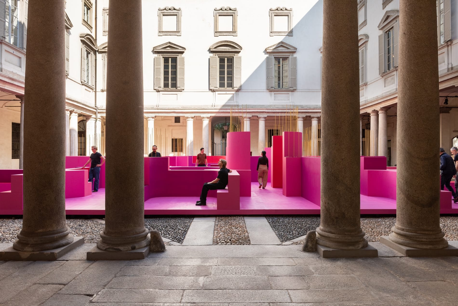 A playful maze dubbed "Metamorphosis in Motion" designed by Lina Ghotmeh for MDW 2026. Image: Nathalie Krag.