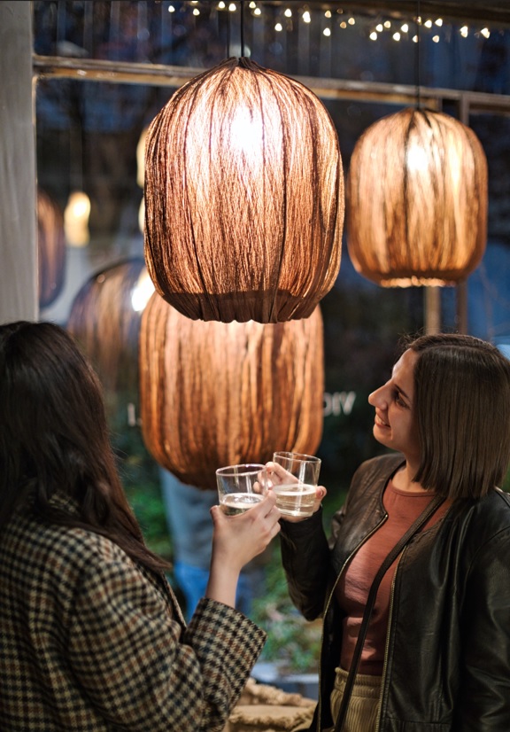 Guests enjoyed viewing some of the handmade lighting designs by Let's Pause. Image: Daniele Fragale.