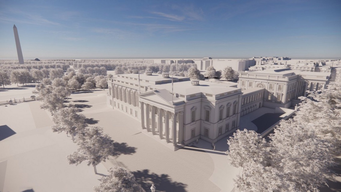 Aerial rendering of supposed White House upgrade. Image: McCrevy Architects.