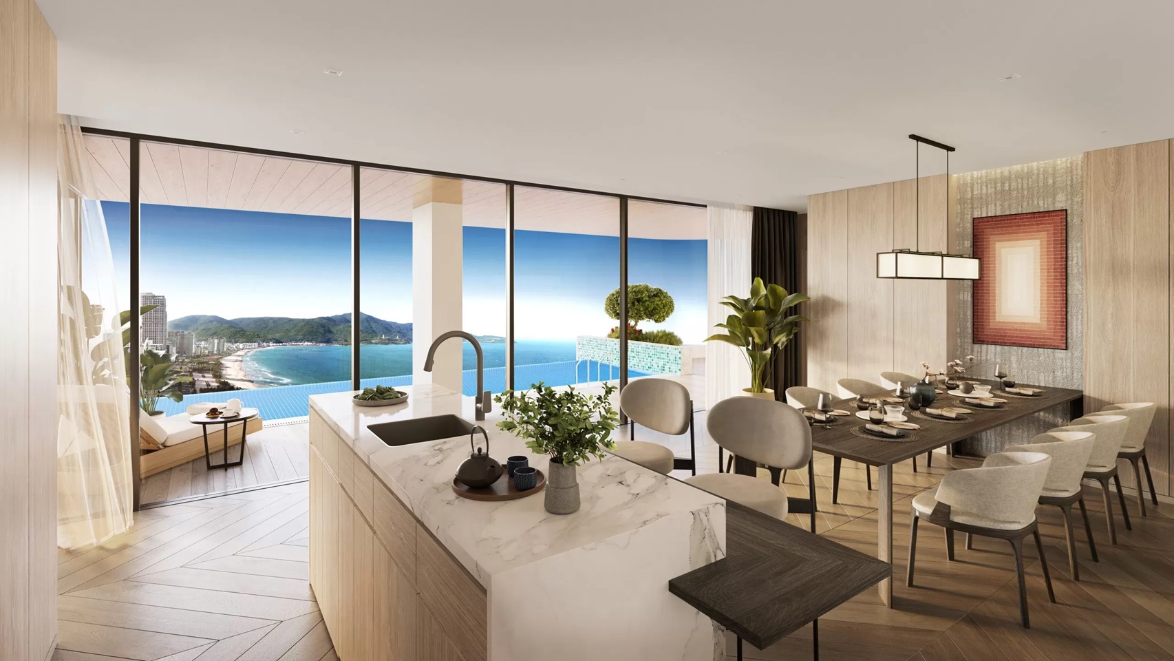 Artist's rendering of Nobu Danang's open-plan living design. Image: Nobudanang.vn.