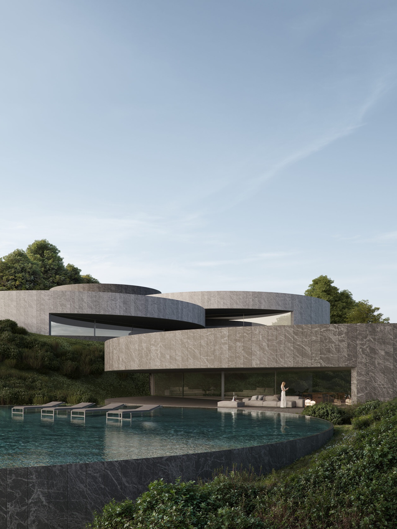 Villa Noon in Spain demonstrates how solar technology alongside sophisticated water and energy systems, demonstrating how renewable infrastructure can coexist with high-end design. Image: Fran Silvestre Arquitectos.