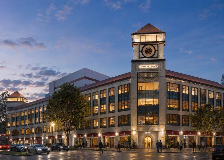 The exterior of Stamford Place. Image: Elevate Capital Group and PGIM.
